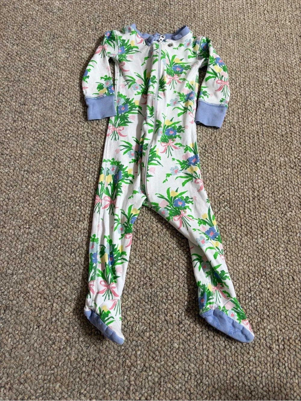 TBBC Floral Print Pink & Green Kids One-Piece Footed Pajamas